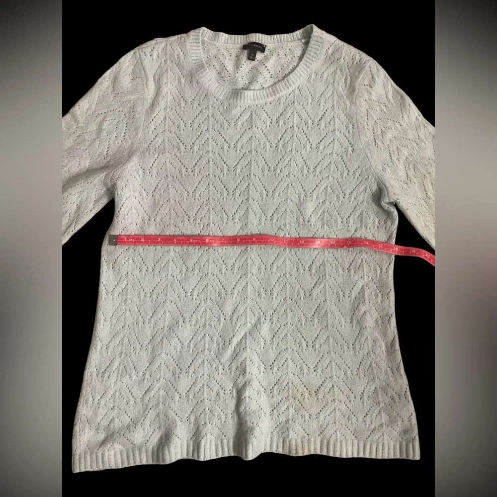 Talbots XL robins egg Tiffany blue pointelle vintage pullover sweater so pretty